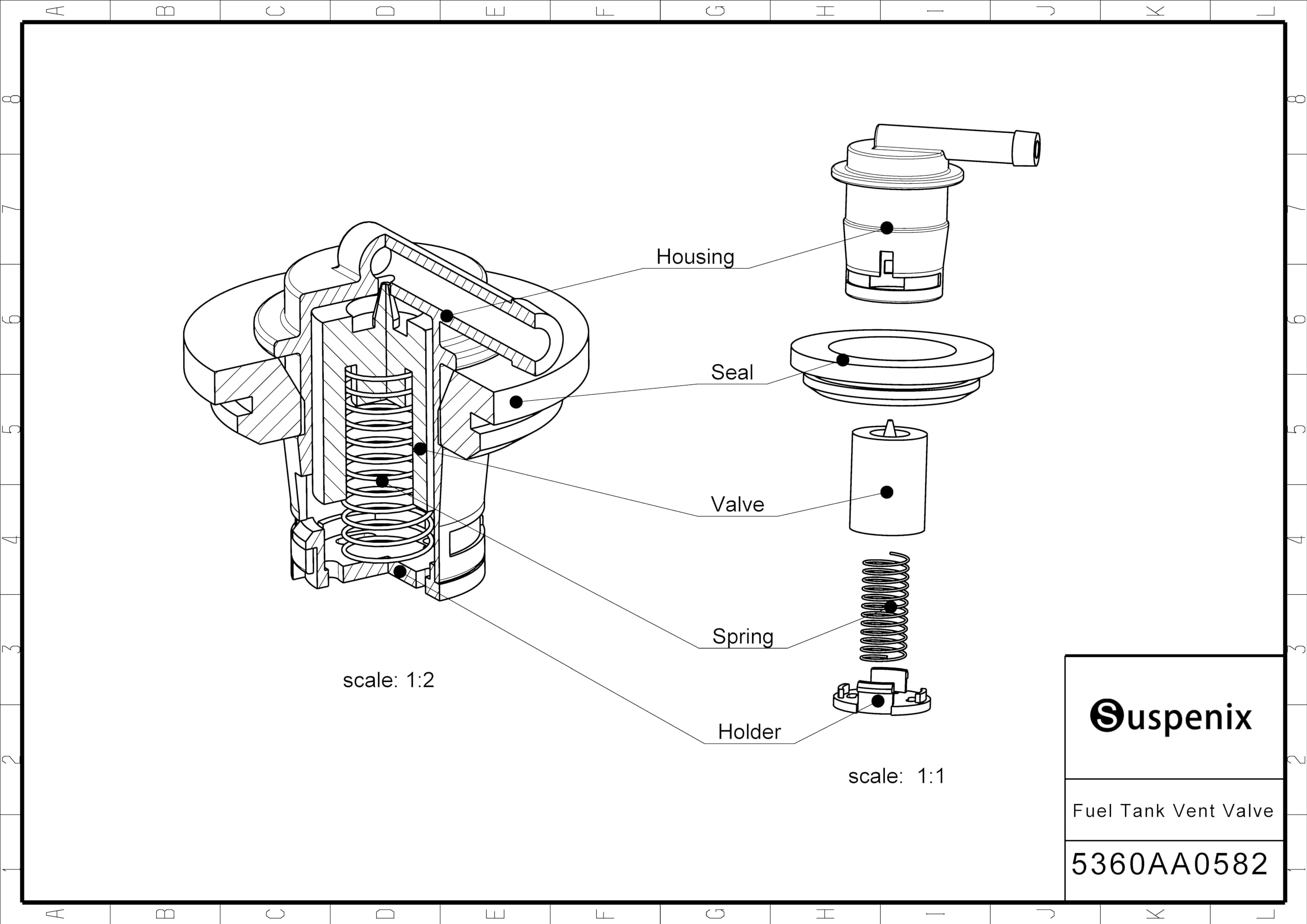 Suspenix grommet seal closeup showing tight seal for leak prevention