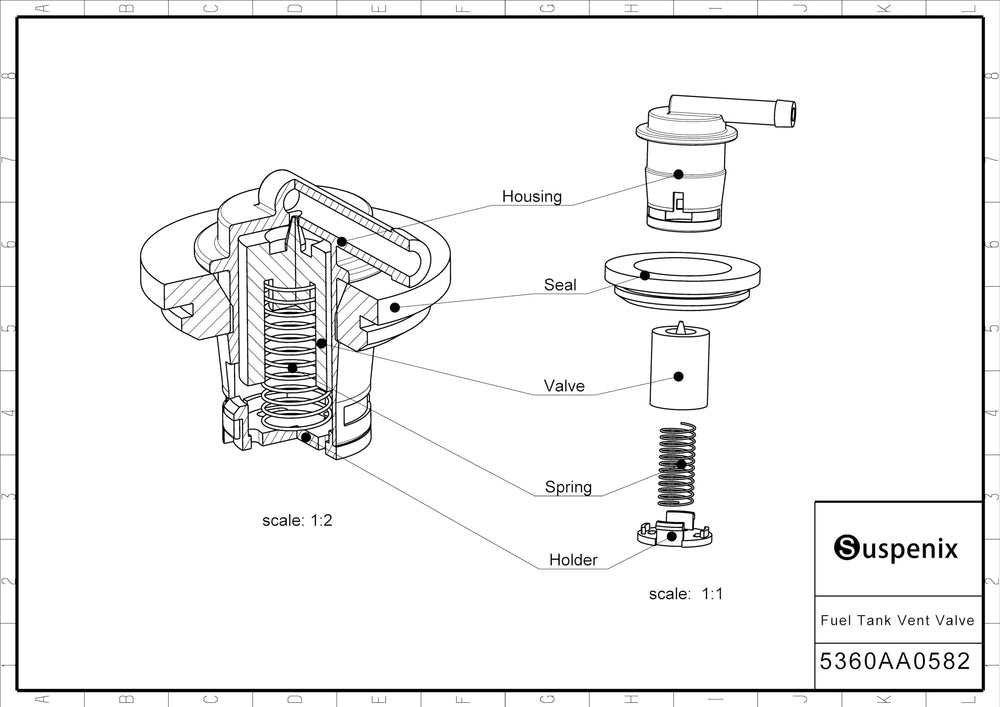 Suspenix grommet seal closeup showing tight seal for leak prevention