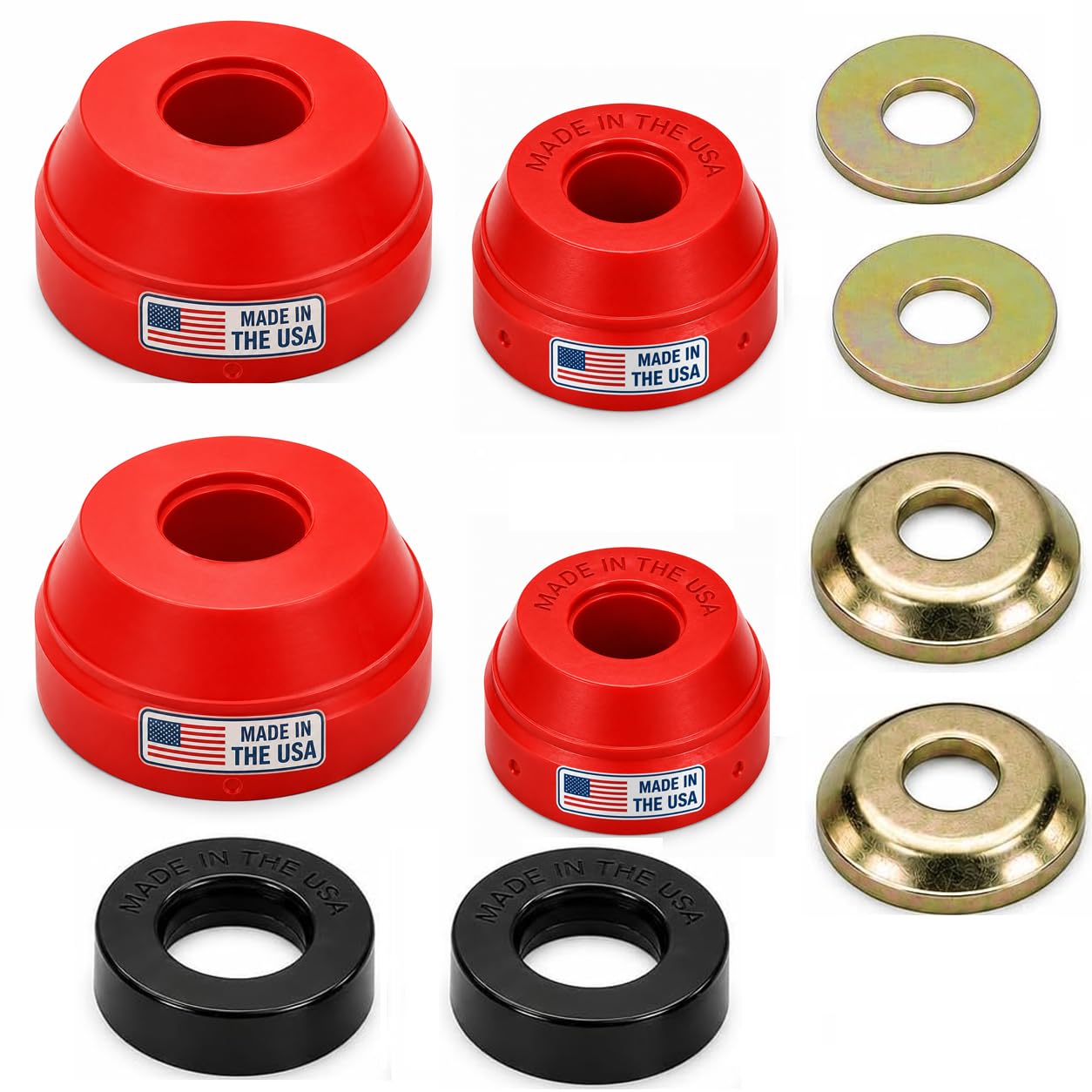 suspension dudes front bushing packaging showing kit and fitment details, clear identification benefit