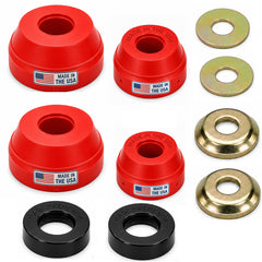 suspension dudes front bushing packaging showing kit and fitment details, clear identification benefit