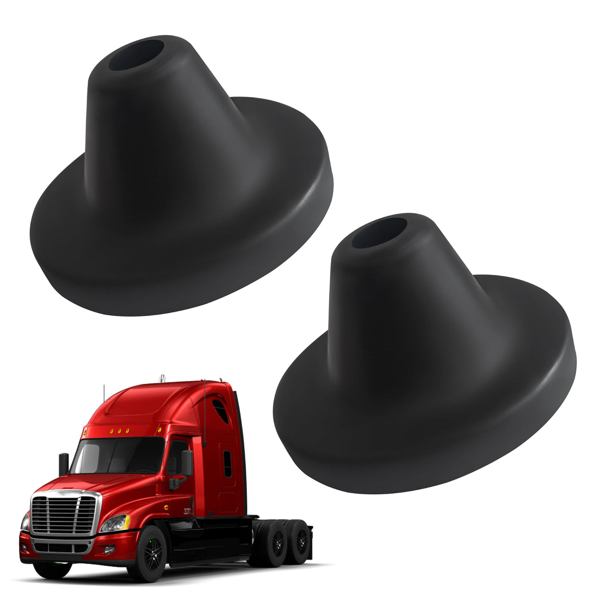 SUSUPACI front view of 2-pack hood stop cones showing complete kit and fitment benefit