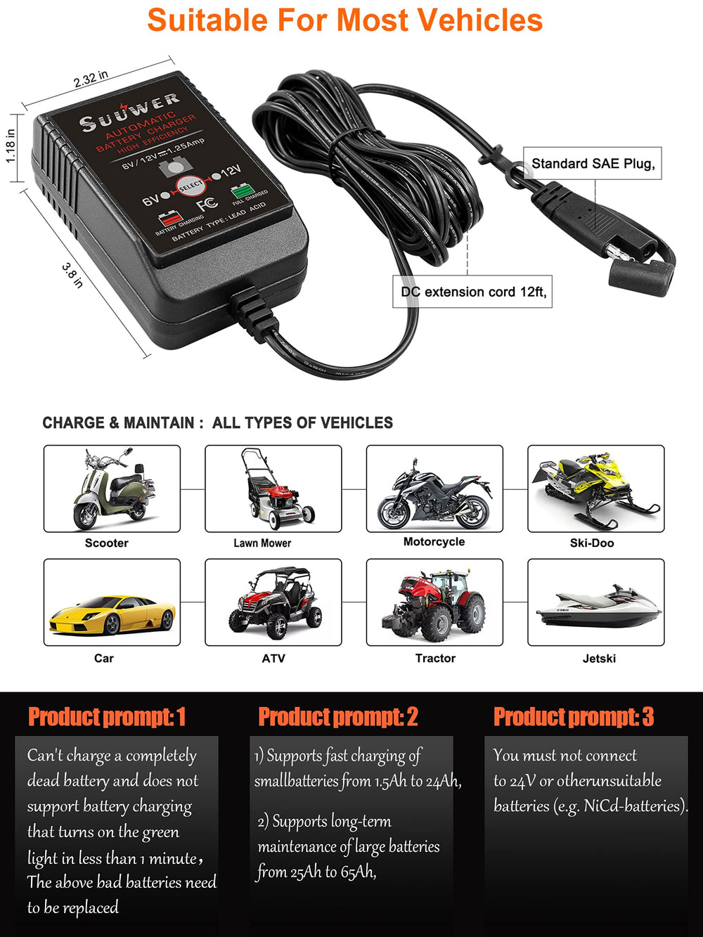 Suuwer attached to motorcycle battery in a garage, maintaining readiness between rides