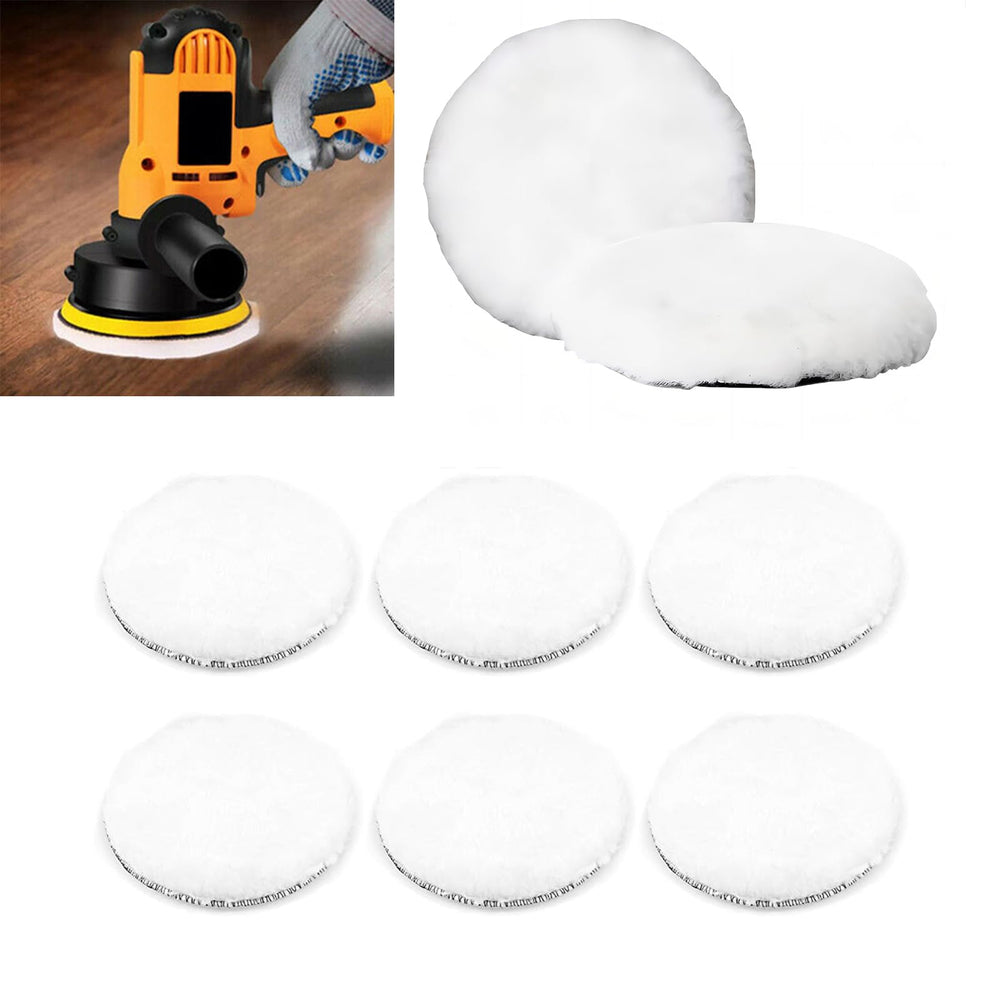 Swagwert front view of 8-pack 5-inch wool polishing pads showing contents and compact packaging for easy storage