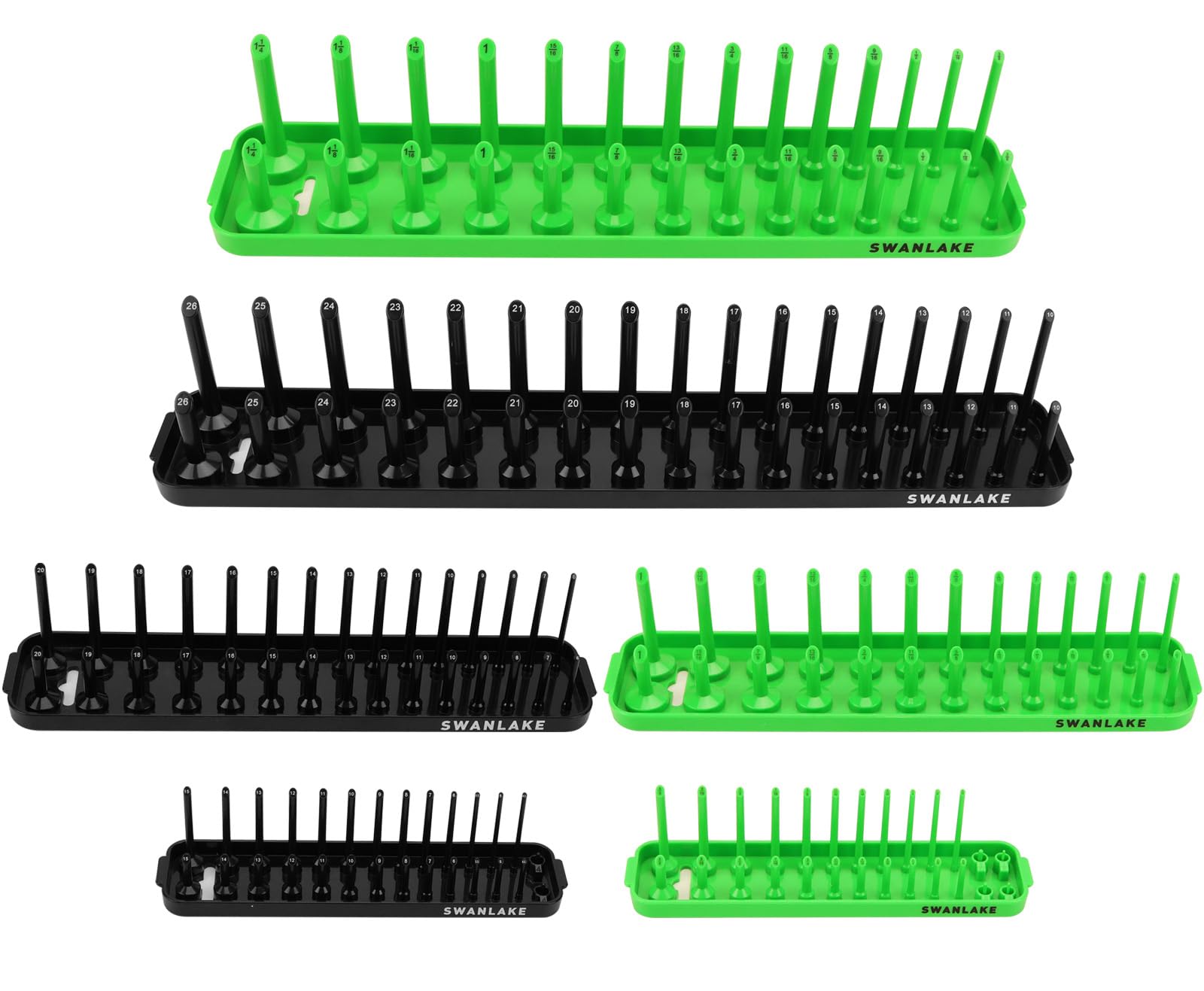SWANLAKE GARDEN TOOLS front view of six organizer trays showing compact storage benefit