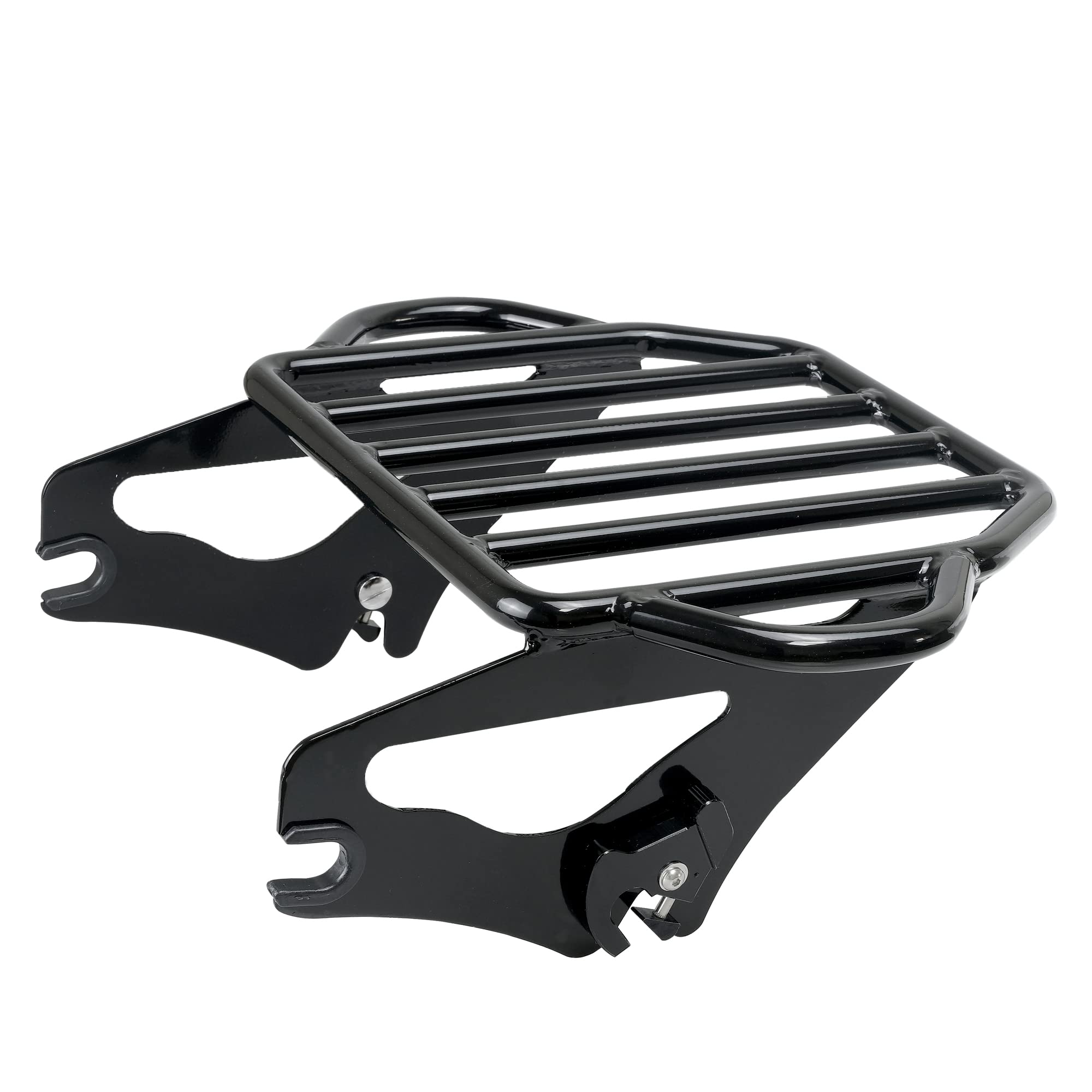 SWESGI rack installed on a black Harley highlighting seamless factory look