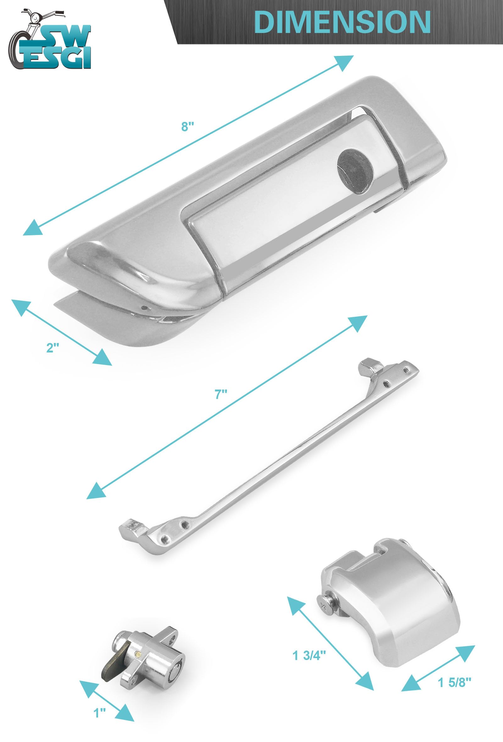 SWESGI mounting screws and hinges laid out for easy, complete installation