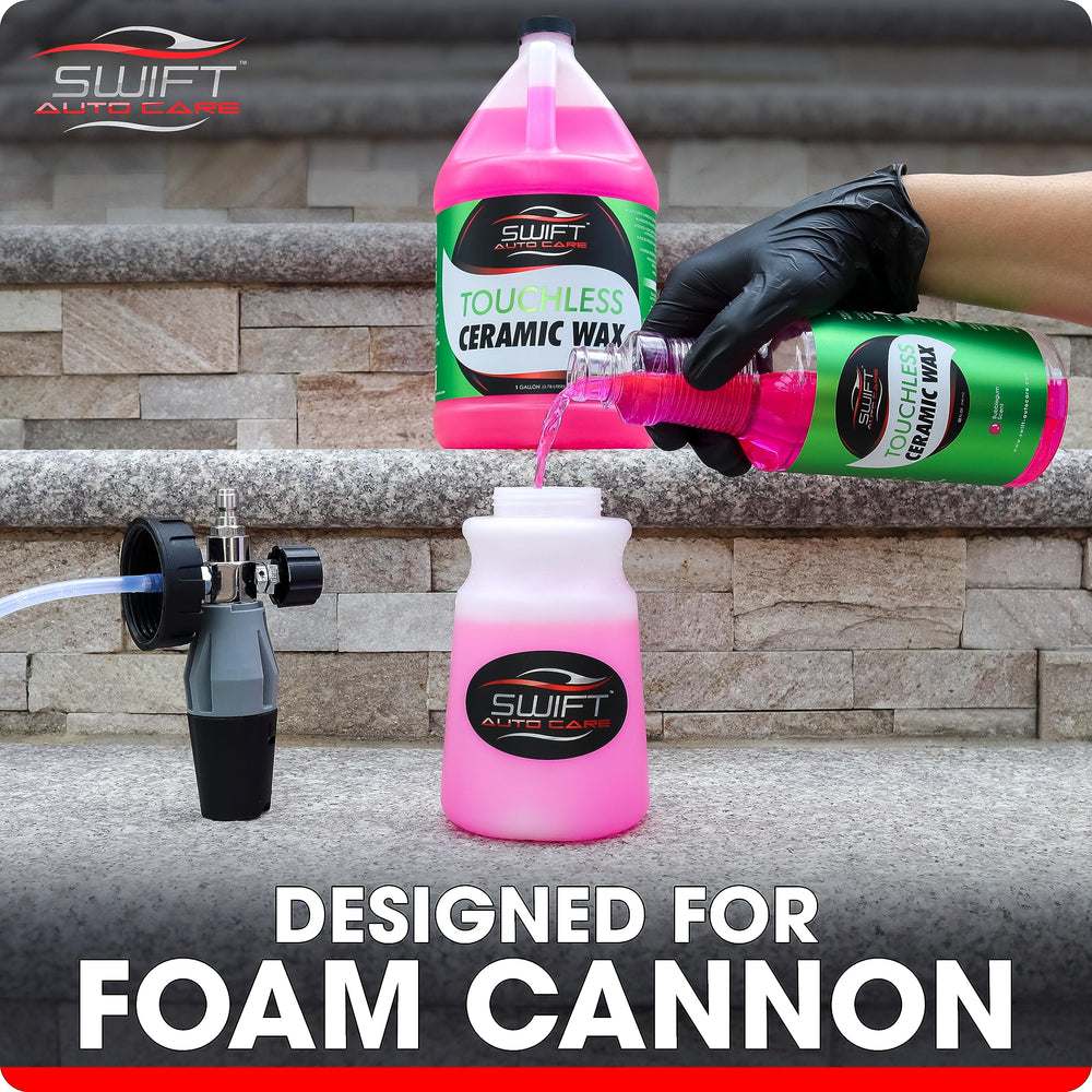 Swift Auto Care concentrate being dispensed highlighting concentrated savings