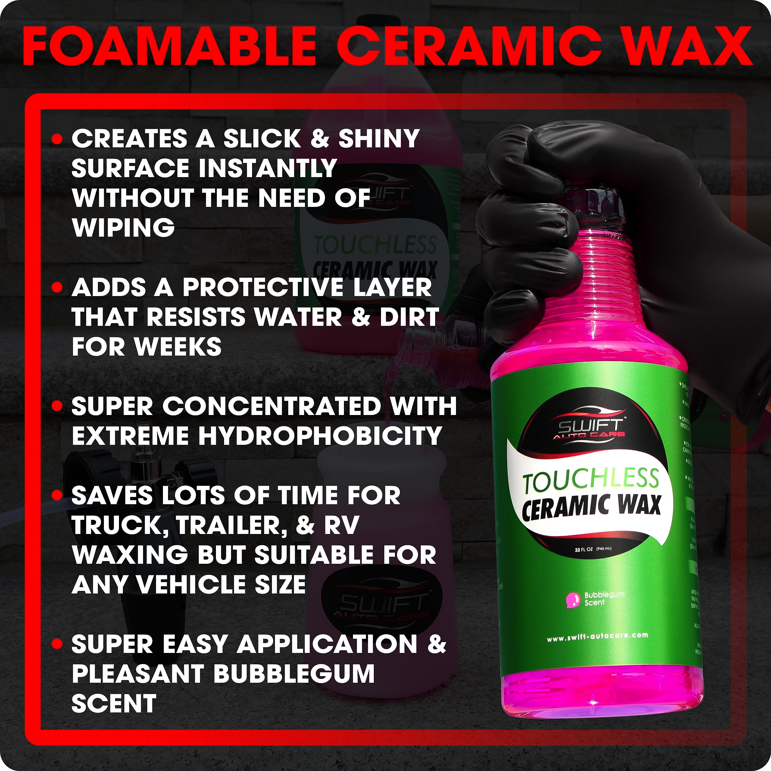 Swift Auto Care foam texture close-up demonstrating thick foam coverage