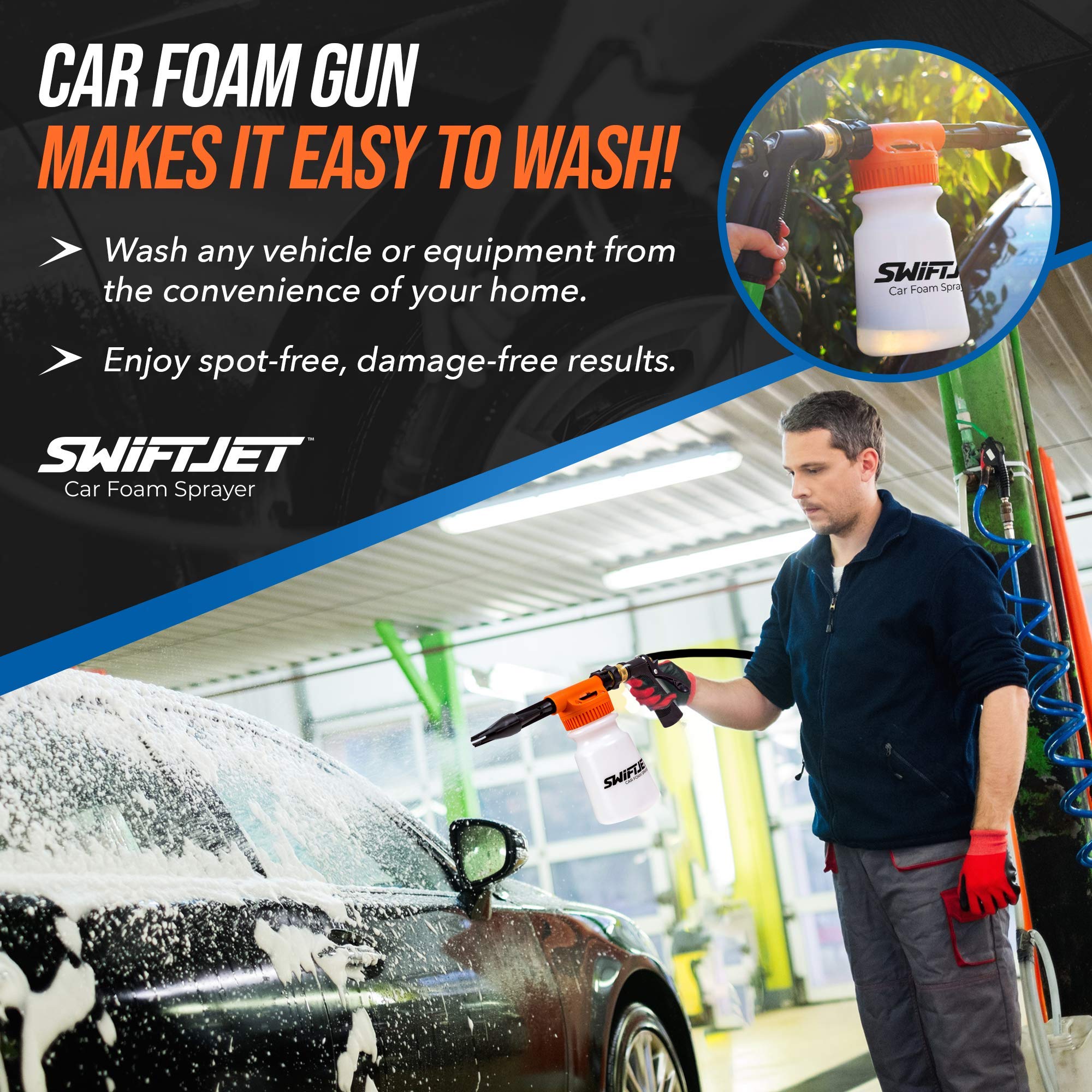 SwiftJet thick foam lather on a car hood demonstrating better dirt lift