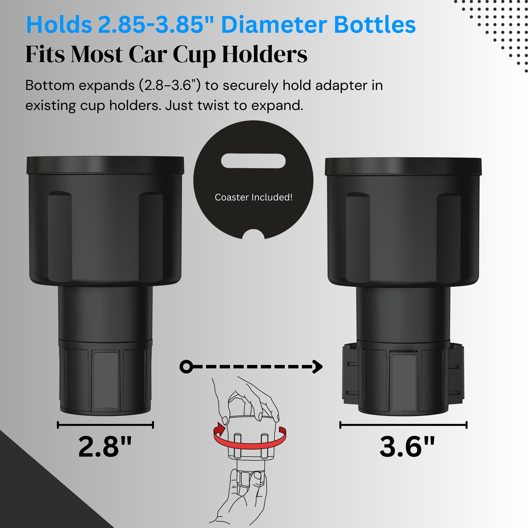 Swigzy base showing expansion measurement guide for correct fit and selection
