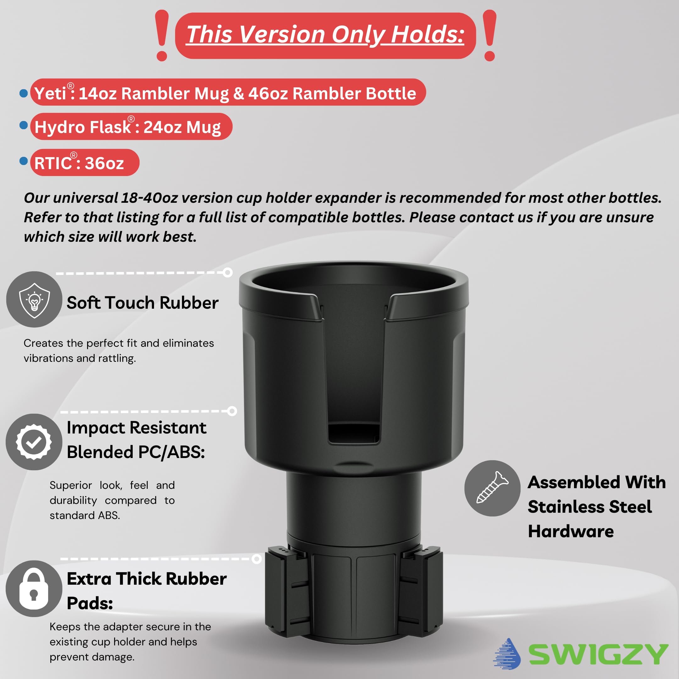 Swigzy soft rubber top close-up protects bottles and eases removal