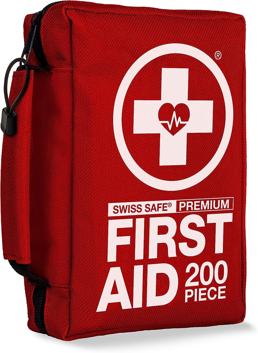 Swiss Safe kit contents laid out organized to show 200 essential medical and survival items for quick access