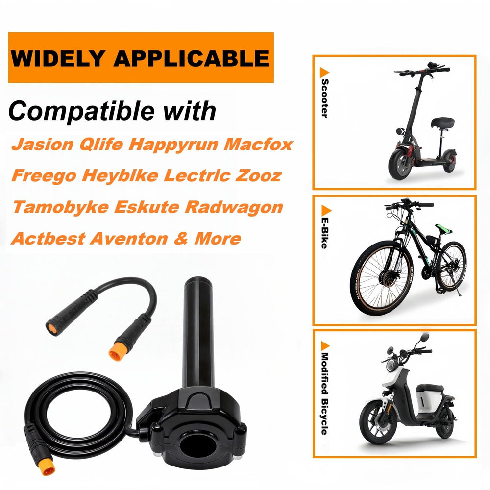 SWRXEarn throttle mounted on right handlebar showing easy install benefit