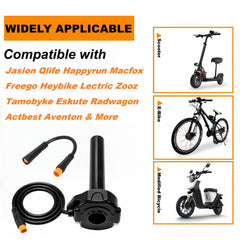 SWRXEarn throttle mounted on right handlebar showing easy install benefit
