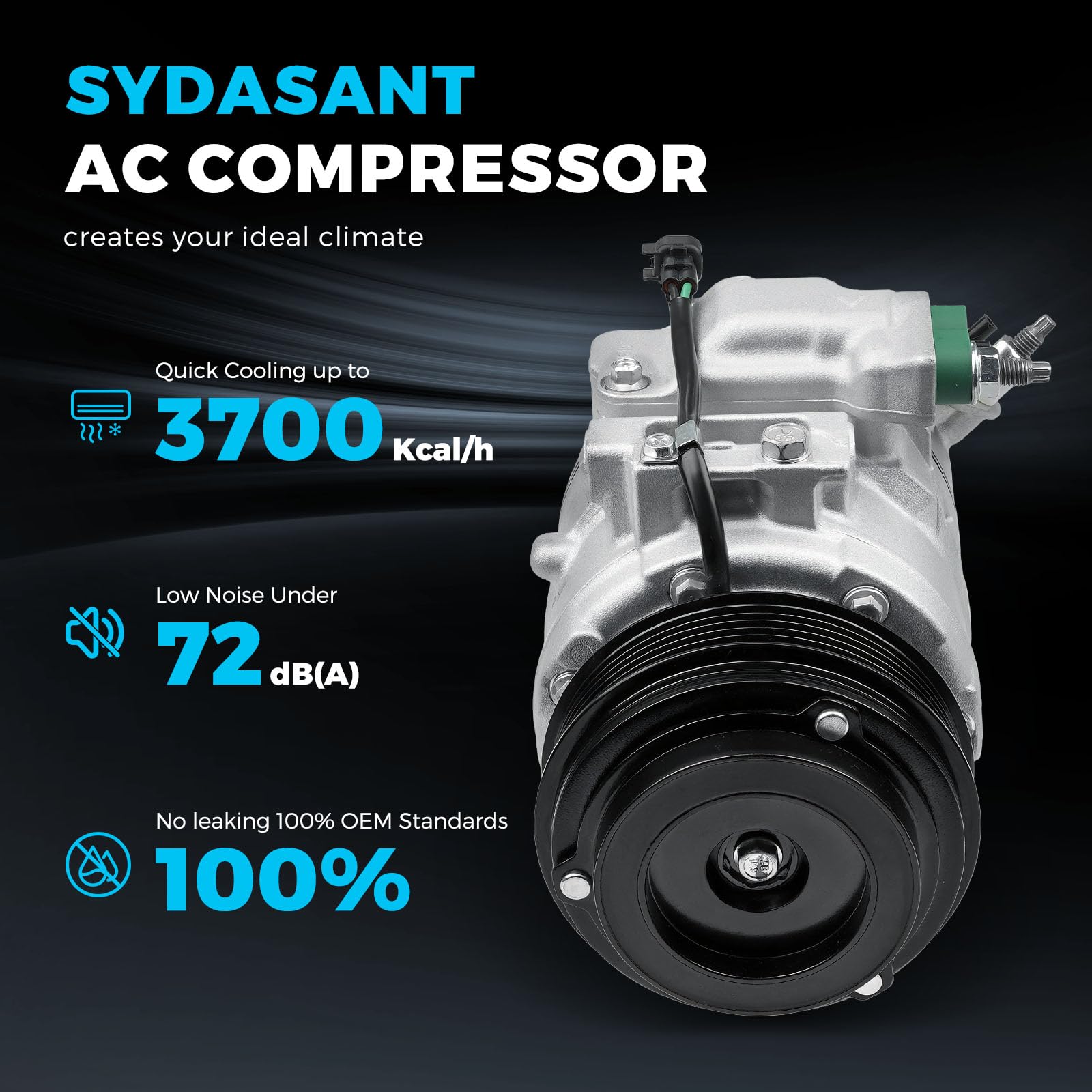 Sydasant compressor mounting points view ensuring OE-style alignment