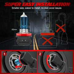 SYJIIP bulb installed in Chevy Malibu headlamp housing demonstrating plug-and-play fit