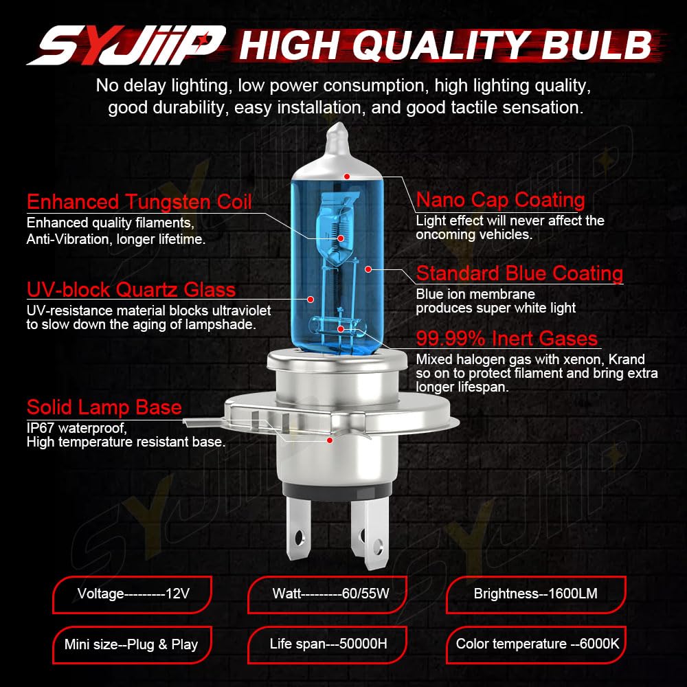 SYJIIP bulbs installed in Toyota Tacoma housing for improved night visibility