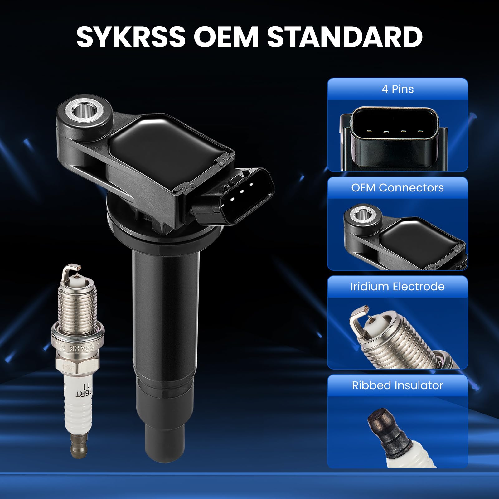 SYKRSS spark plug iridium tip close-up for reliable long-lasting ignition performance