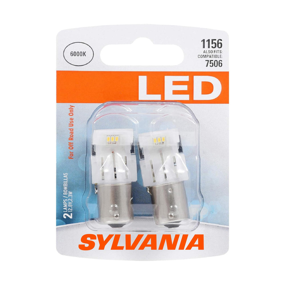 SYLVANIA 1156 LED front packaging showing product and benefits