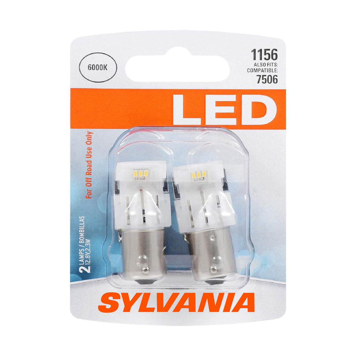 SYLVANIA 1156 LED front packaging showing product and benefits