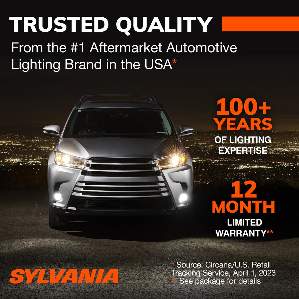 SYLVANIA 1156 LED two-bulb pack in a garage setting for DIY installation