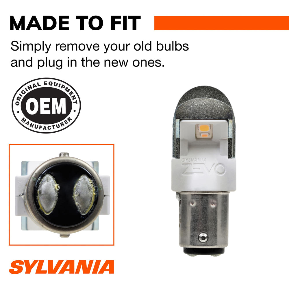 SYLVANIA 1157 ZEVO amber installed in a vehicle turn signal demonstrating clear signaling
