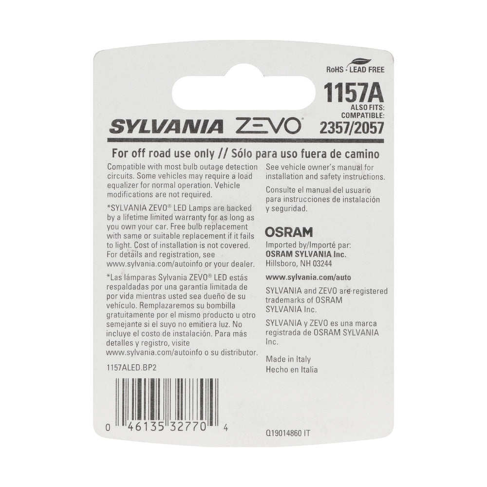 SYLVANIA 1157 ZEVO amber bulb side profile highlighting construction and fitment
