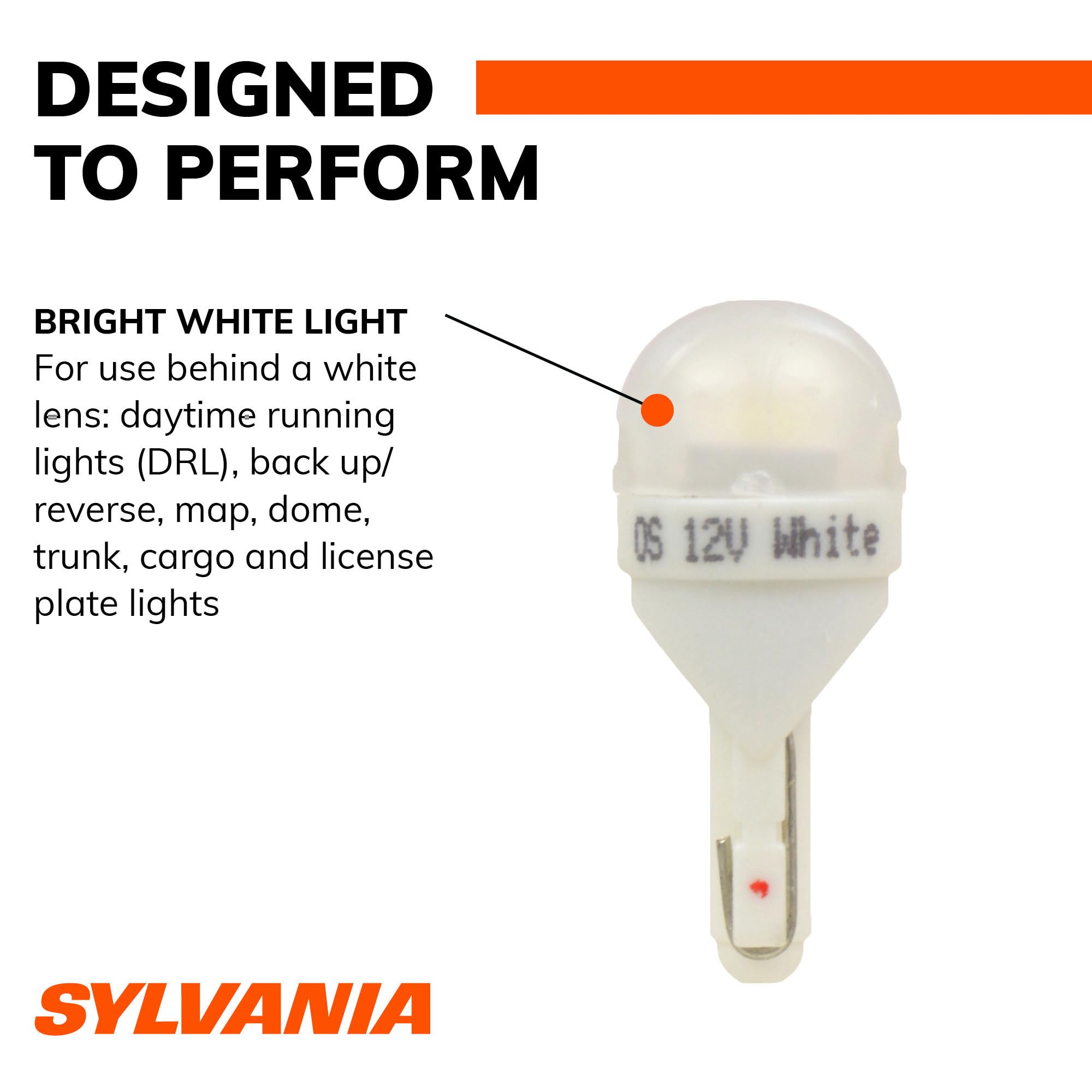 SYLVANIA next to a coin showing compact T10 size and easy fit