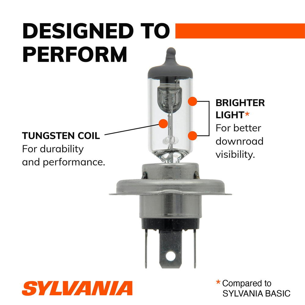 SYLVANIA 9003 beam pattern at night on road, shows enhanced downroad illumination
