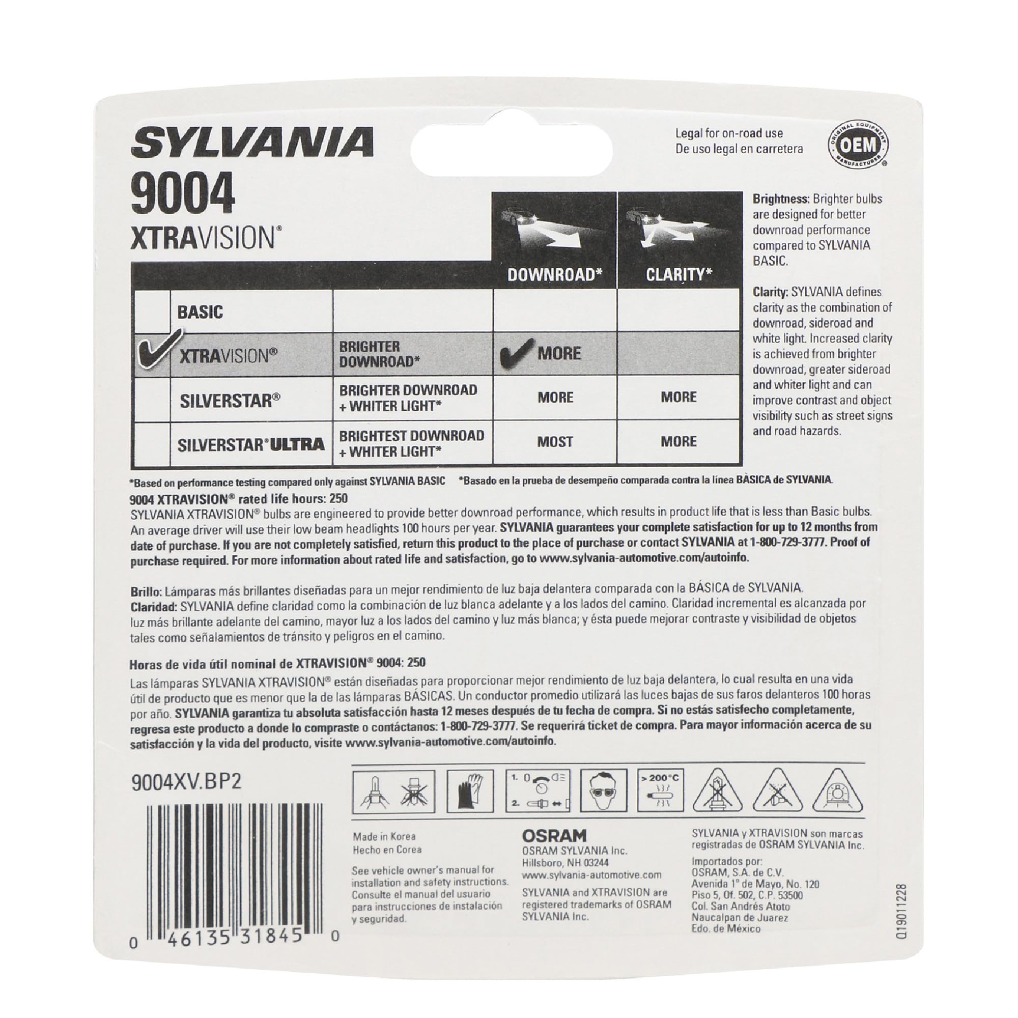 SYLVANIA bulb close-up showing filament detail for improved durability and brightness