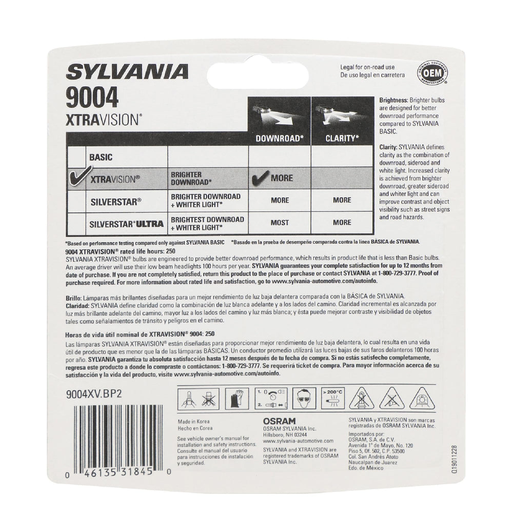 SYLVANIA bulb close-up showing filament detail for improved durability and brightness