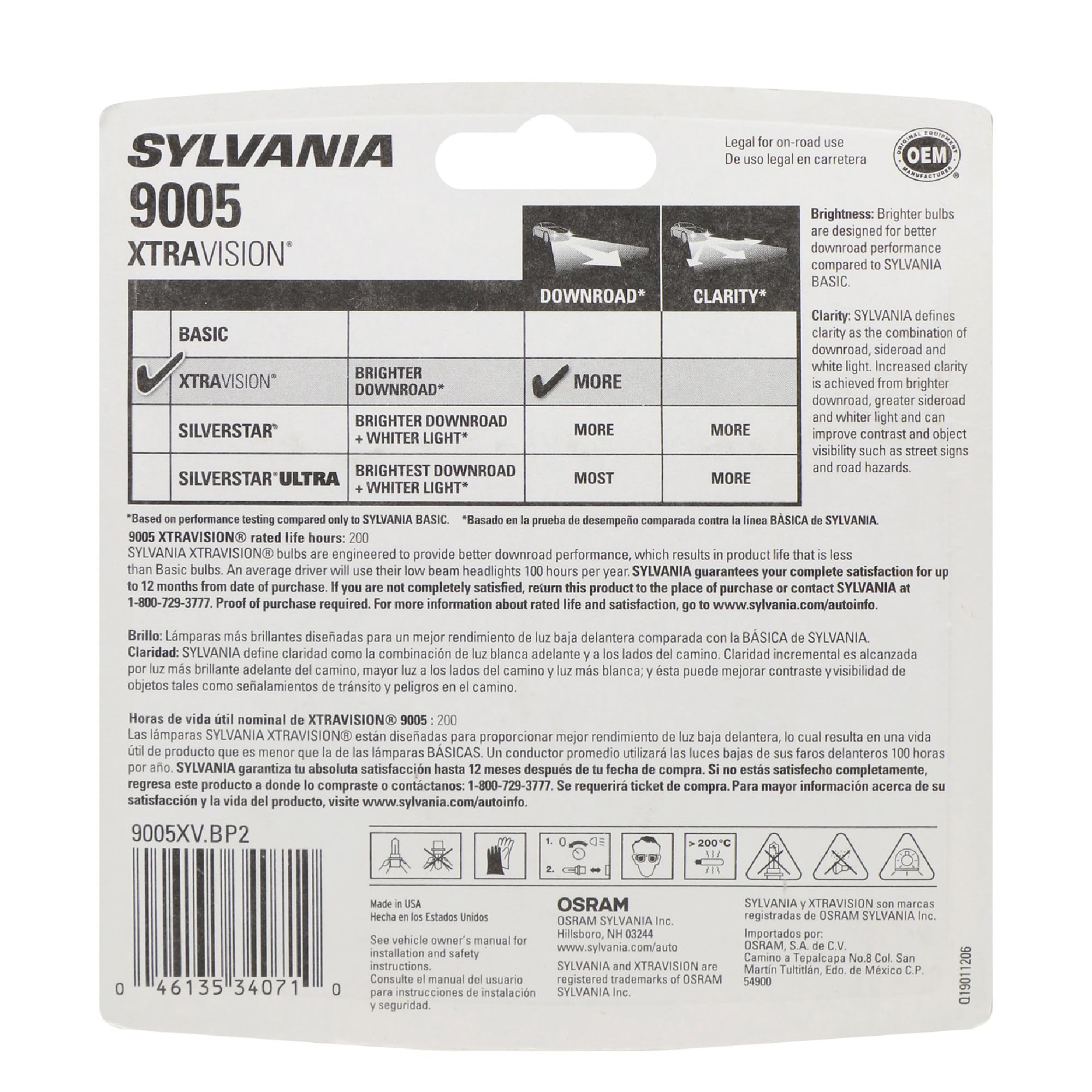 SYLVANIA 9005 XtraVision filament close-up highlighting durable design