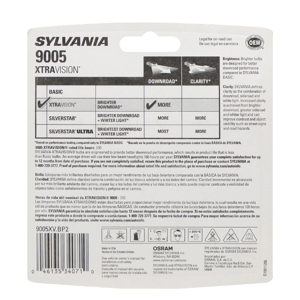SYLVANIA 9005 XtraVision filament close-up highlighting durable design
