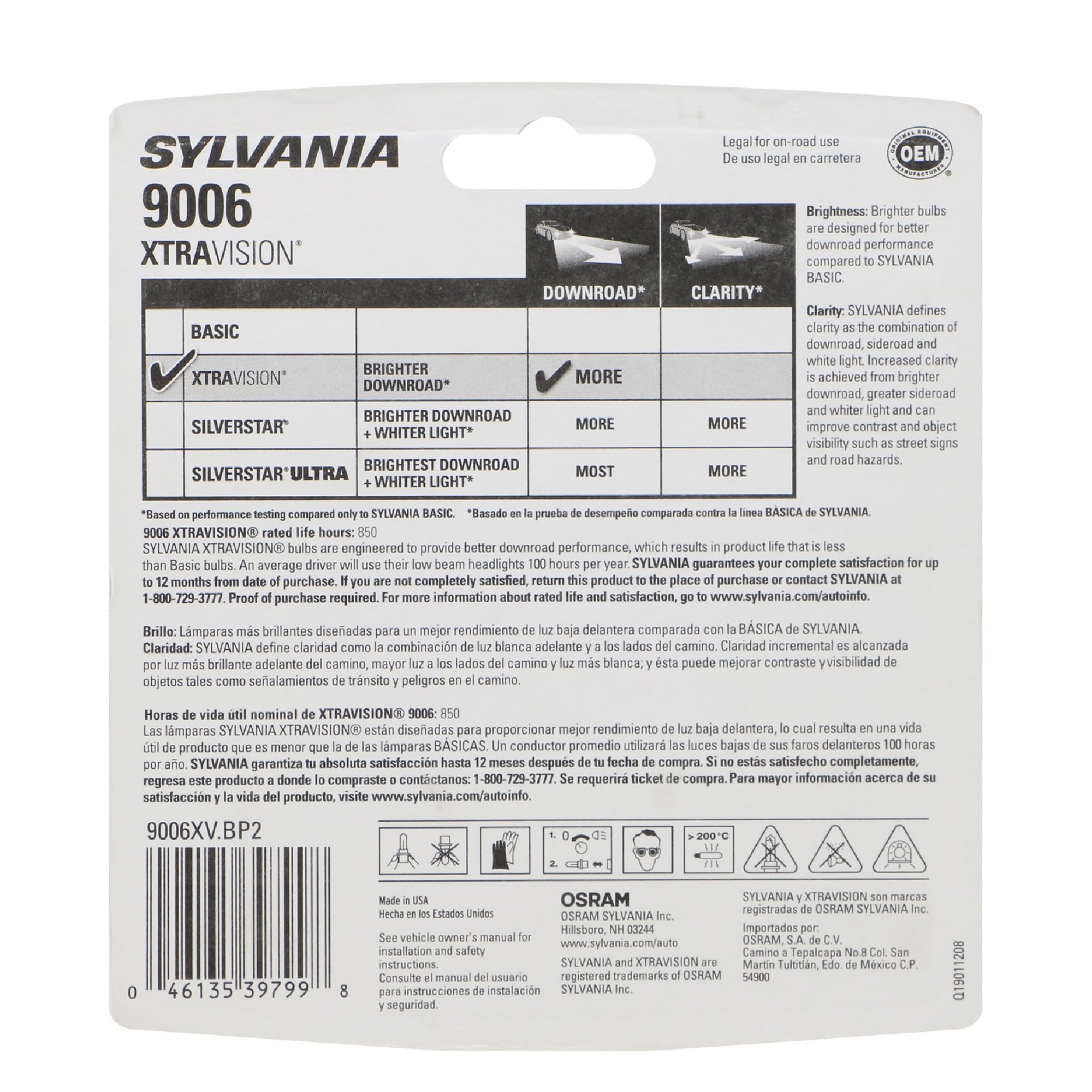 SYLVANIA 9006 close-up of filament showing durable construction benefit
