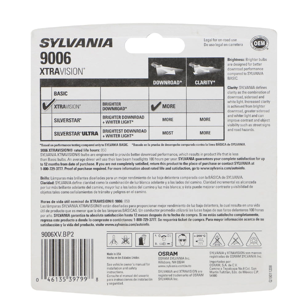 SYLVANIA 9006 close-up of filament showing durable construction benefit