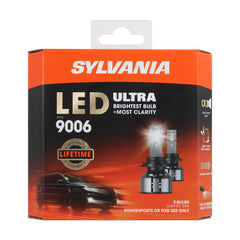 SYLVANIA 9006 front view showing bulb face and clear cool-white benefit