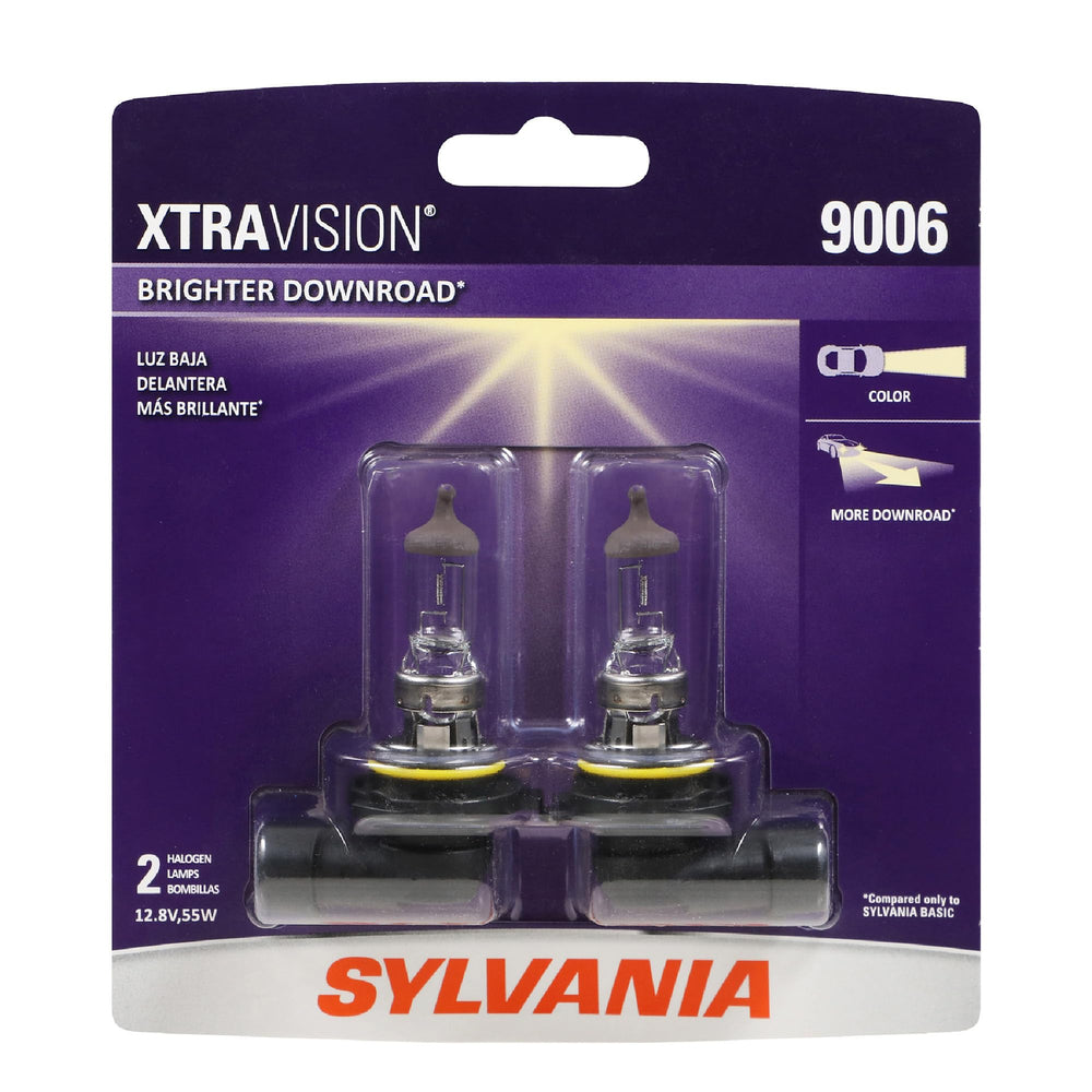 SYLVANIA 9006 XtraVision front packaging showing product and benefits