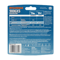 SYLVANIA 9006XS packaging label close-up confirming model and fitment benefit