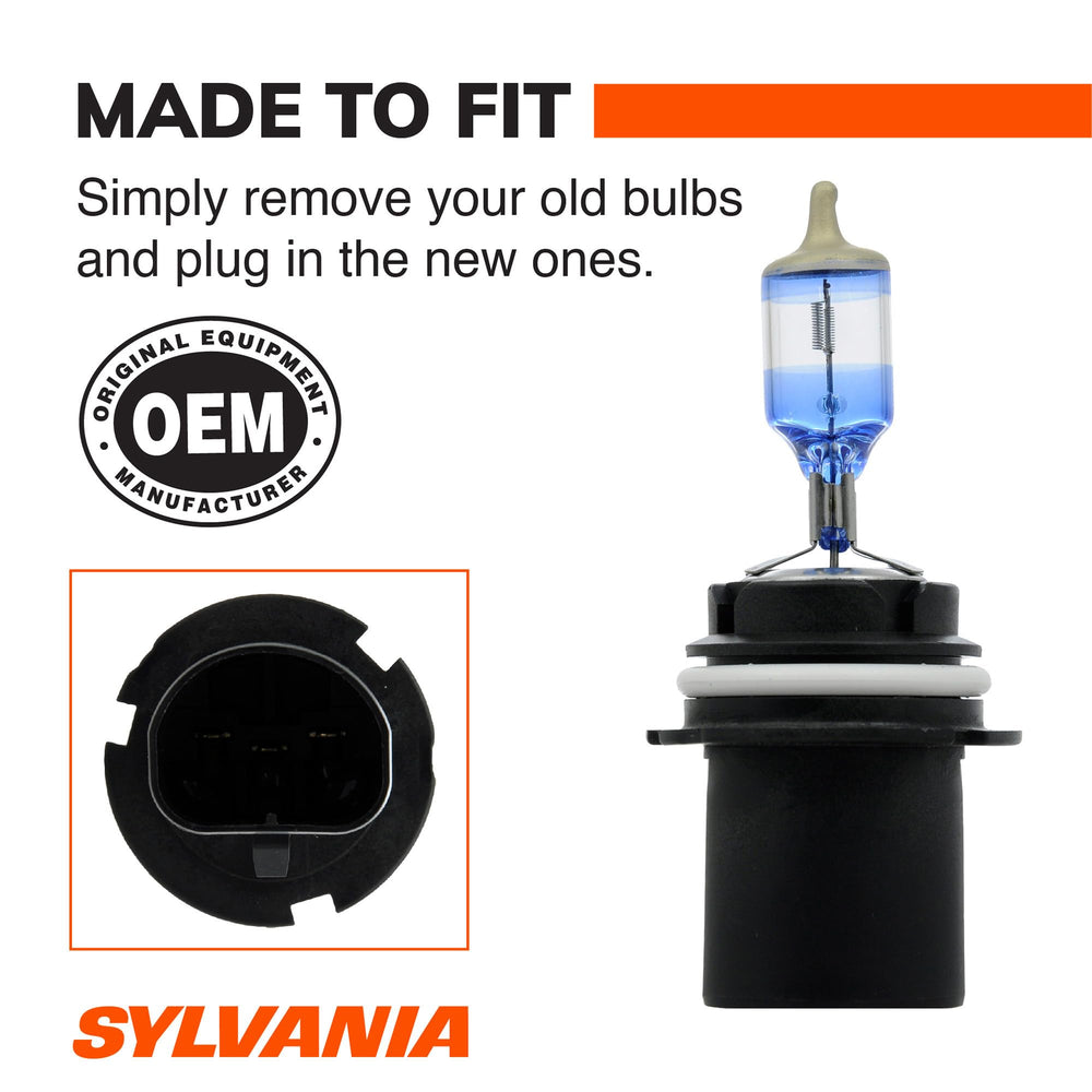 SYLVANIA 9007 installed in headlight housing demonstrating easy plug-and-play replacement benefit