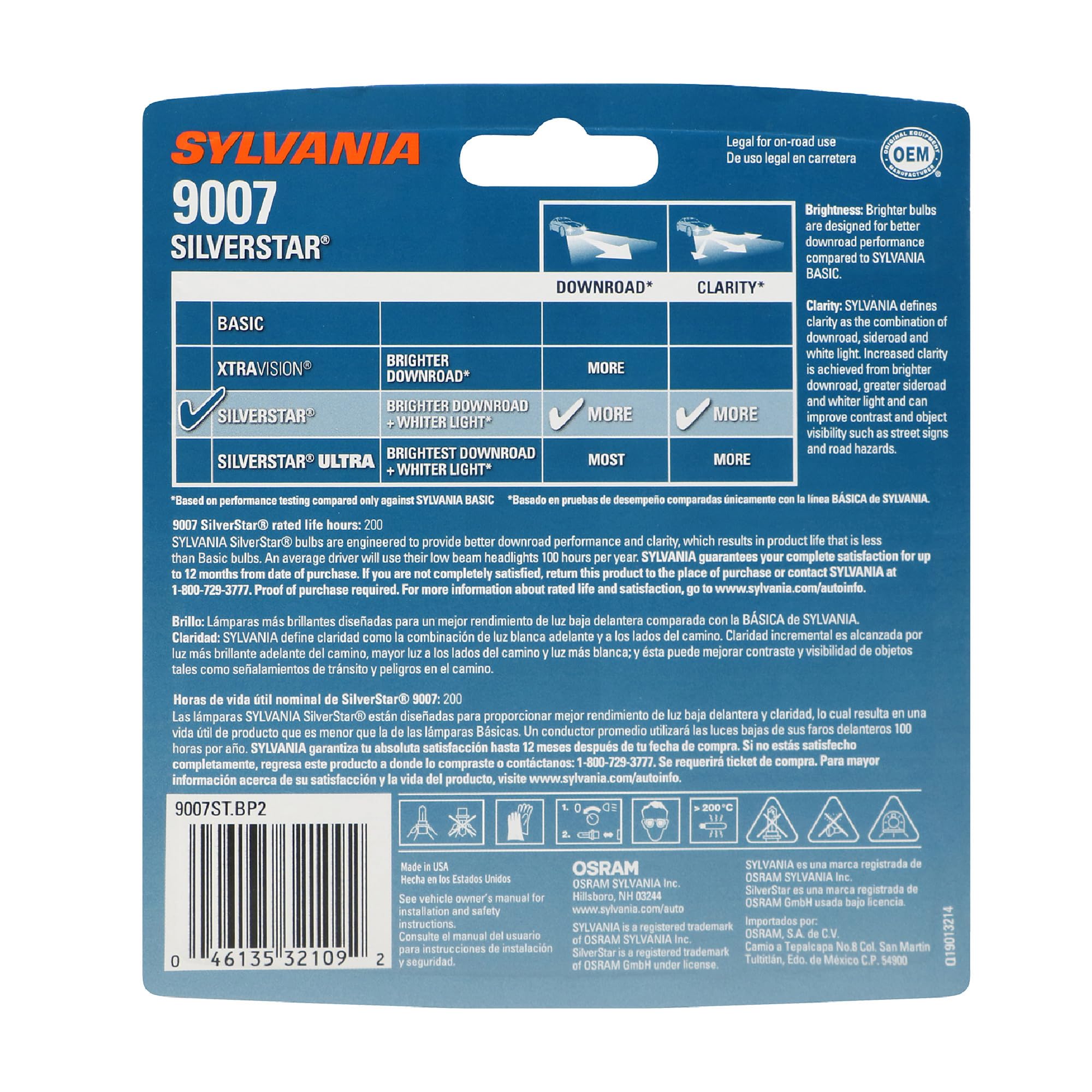 SYLVANIA 9007 SilverStar close-up of filament illustrating build quality