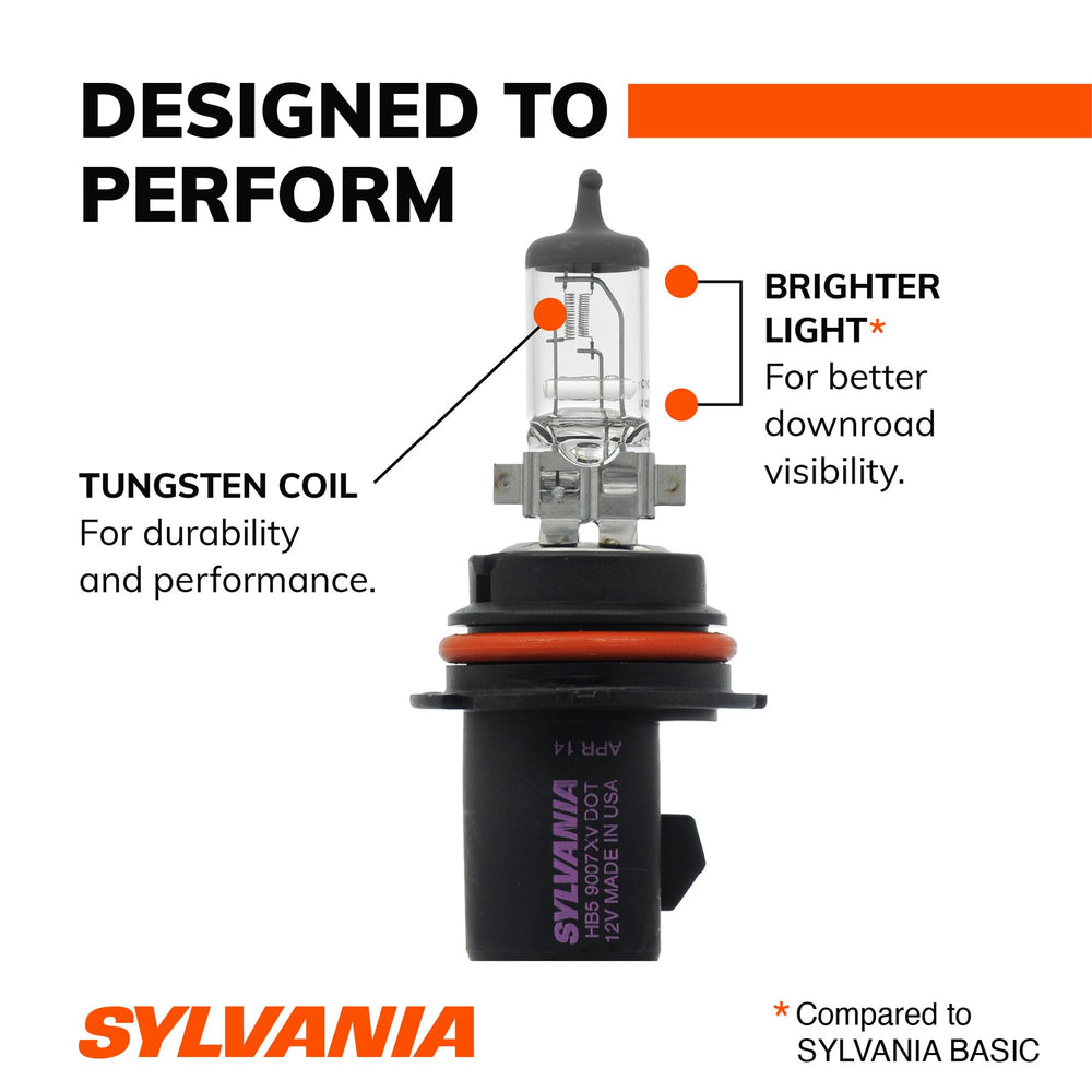 SYLVANIA 9007 XtraVision beam on night road showing extended visibility