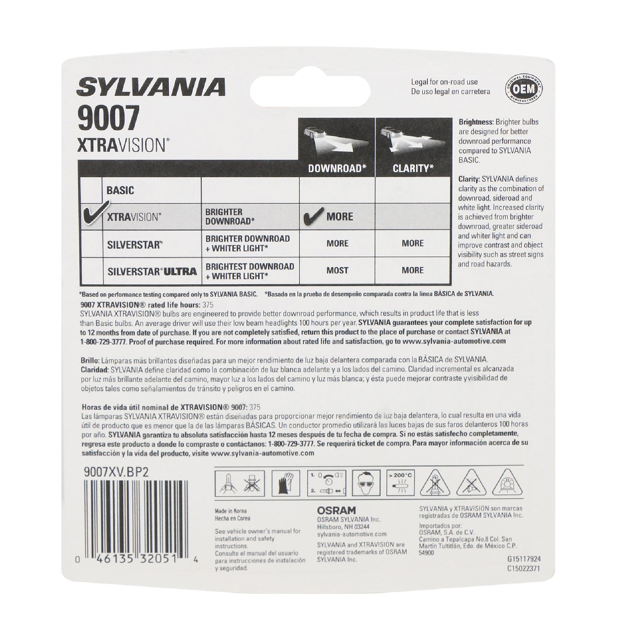 SYLVANIA 9007 XtraVision close-up filament detail for reliable brightness