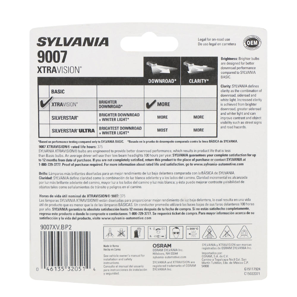 SYLVANIA 9007 XtraVision close-up filament detail for reliable brightness