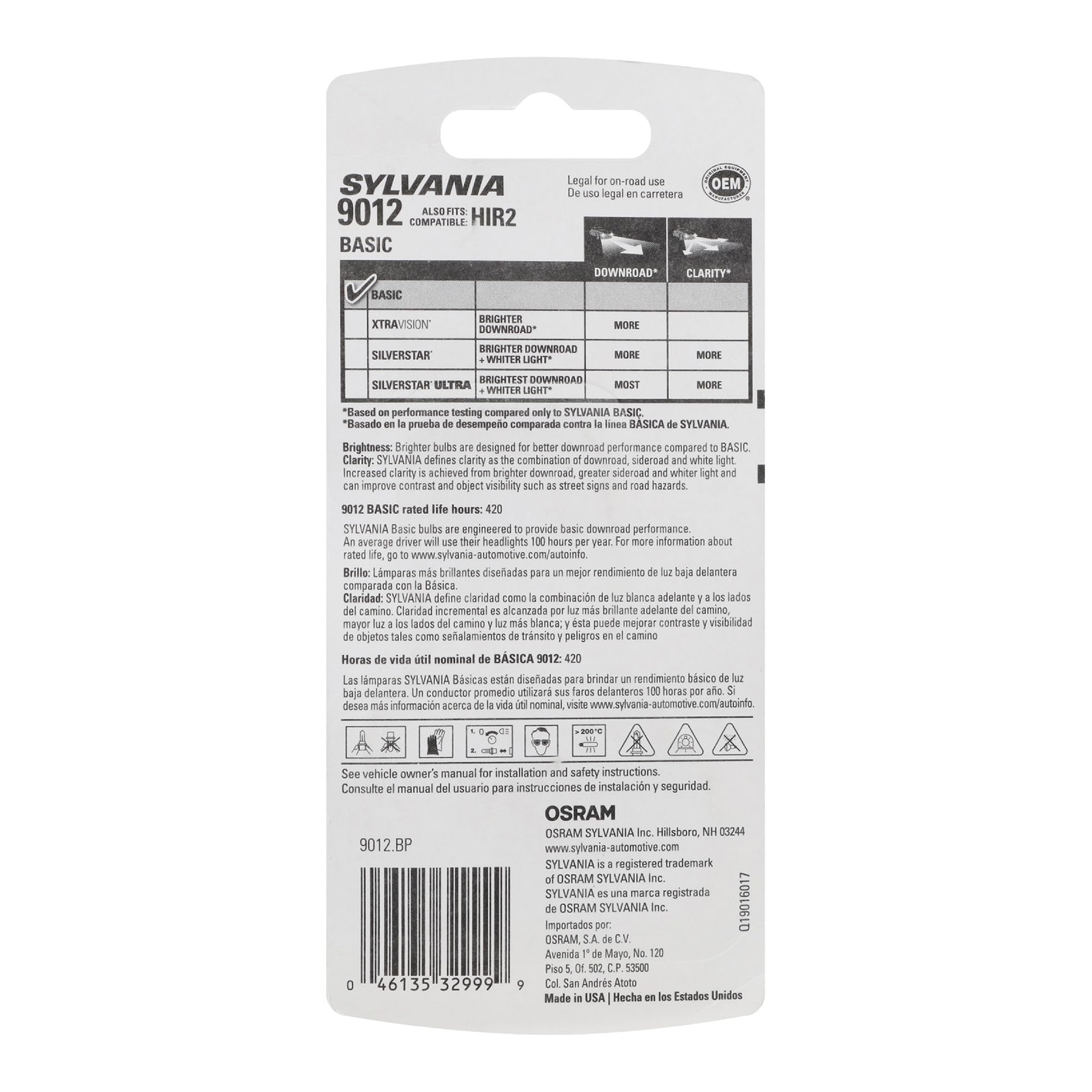 SYLVANIA 9012 retail packaging displayed for easy purchase identification