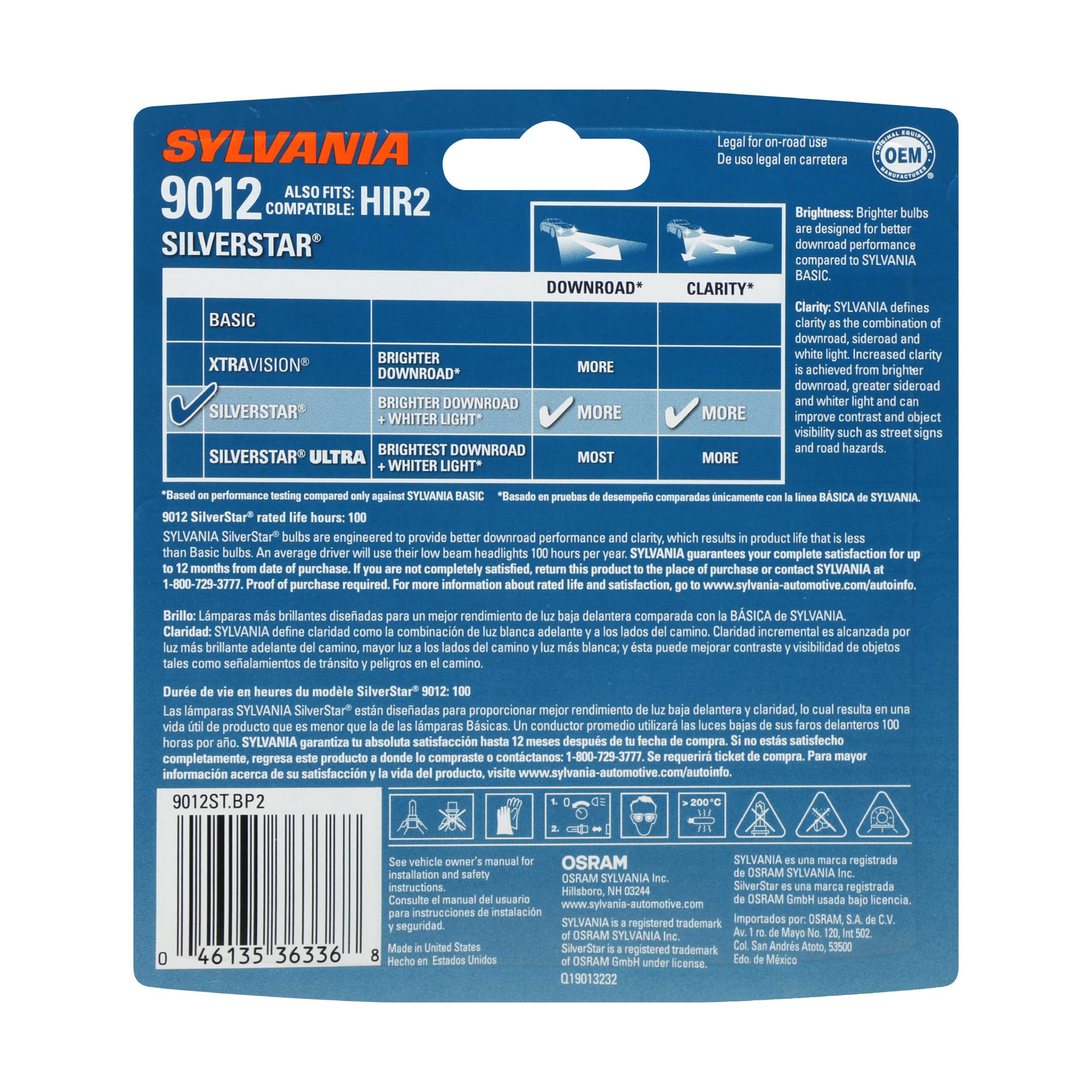 SYLVANIA 9012 SilverStar single bulb close-up highlighting construction for reliable fit