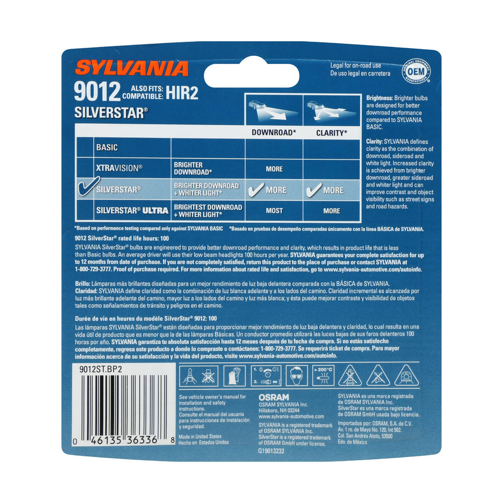 SYLVANIA 9012 SilverStar single bulb close-up highlighting construction for reliable fit