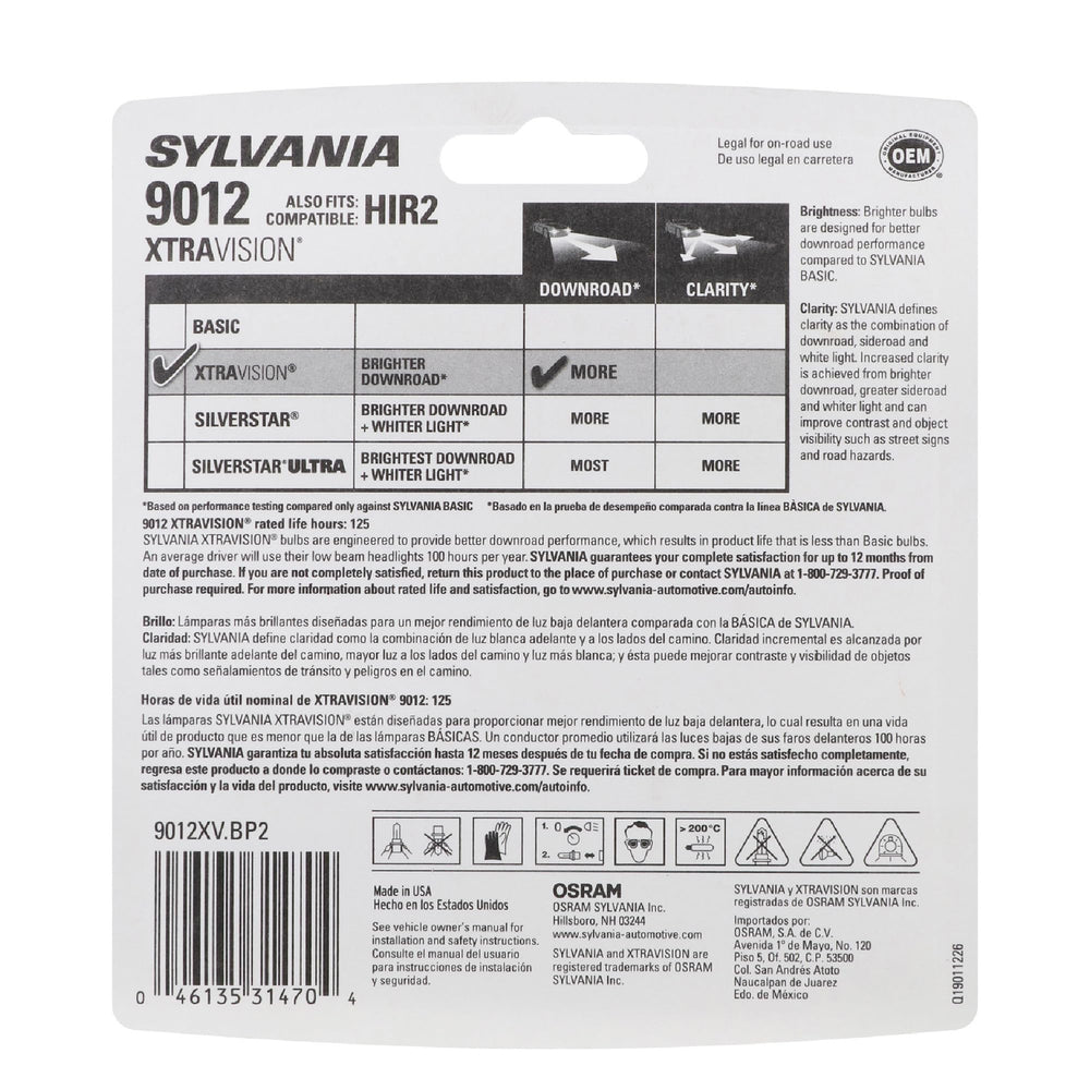 SYLVANIA two 9012 bulbs removed from box for quick replacement benefit