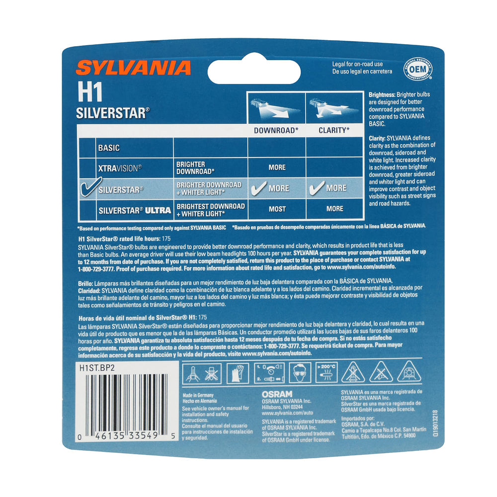 SYLVANIA H1 SilverStar filament close-up highlighting focused light output