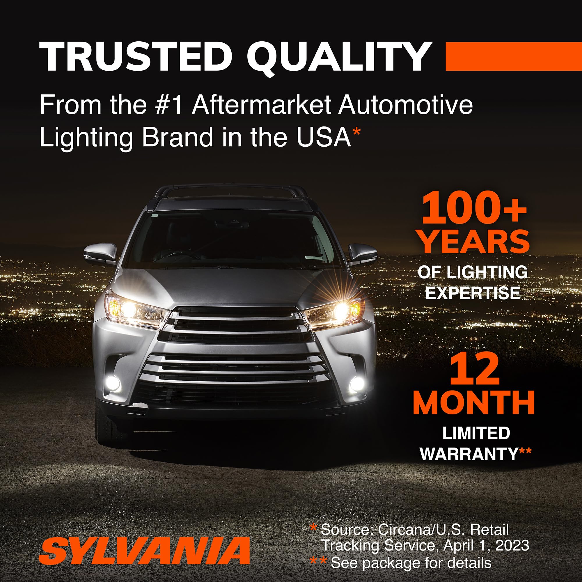 SYLVANIA H1 SilverStar in car at night demonstrating clearer roadway vision
