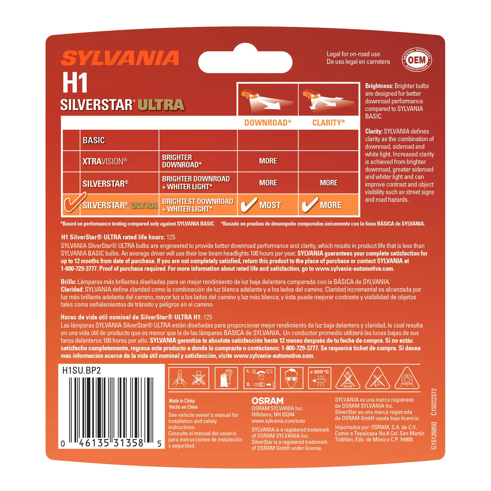 SYLVANIA H1 SilverStar Ultra close-up of filament highlighting brighter, whiter light output